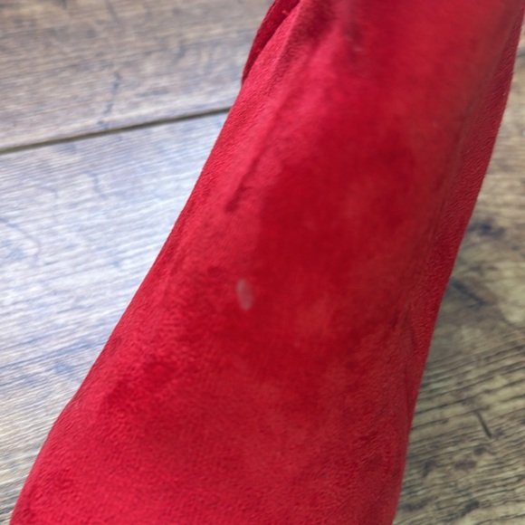 FSJ Red And Leopard Patterned Suede Pointed Toe Booties Size 10 - Picture 8 of 9